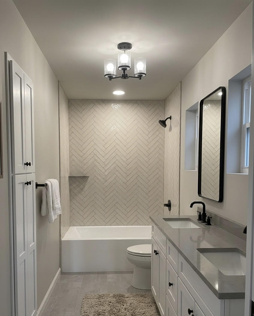 Bathroom remodel — frameless glass shower and tile work