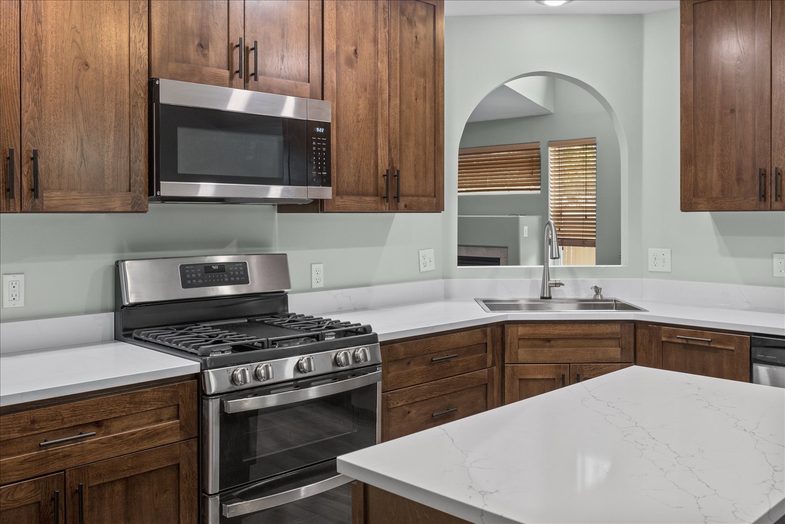 Modern kitchen remodel with island seating